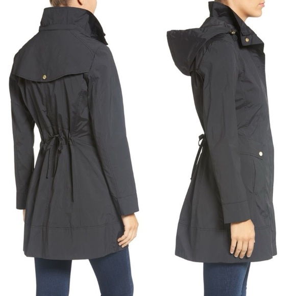 Cole Haan Signature Back Bow Packable Hooded Raincoat – Black XS - Picture 3 of 16